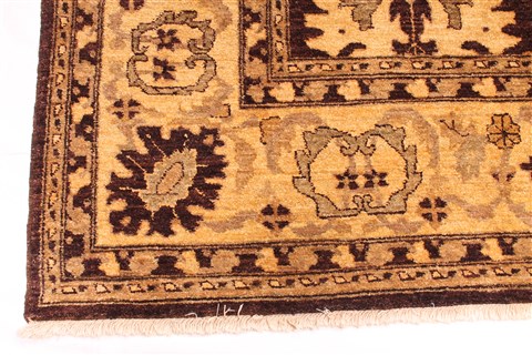 Pishavar Beige Hand Knotted 93 X 117 Area Rug 254-29886 Image 1