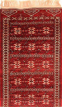 Afghan Yamouth Red Runner 6 to 9 ft Wool Carpet 29890