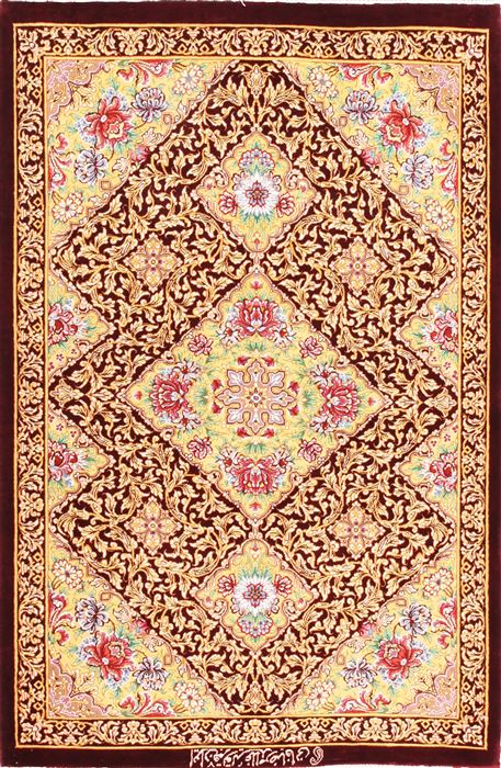 Qum Beige Hand Knotted 21 X 31 Area Rug 254-29900 Image 0