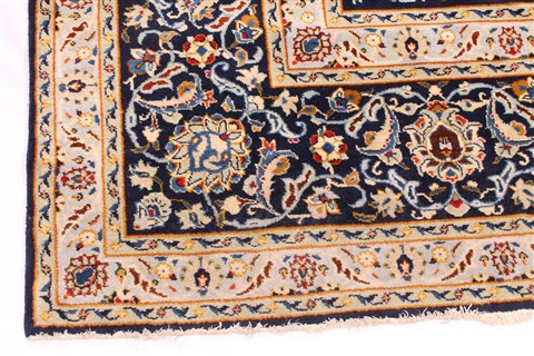 Kashan Beige Hand Knotted 102 X 1411 Area Rug 254-29918 Image 1