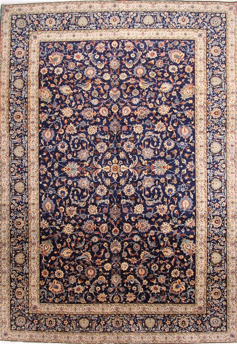 Kashan Beige Hand Knotted 102 X 1411 Area Rug 254-29918 Image 0