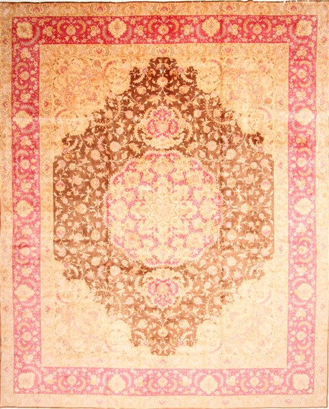 Tabriz Beige Hand Knotted 127 X 156 Area Rug 254-29921 Image 0