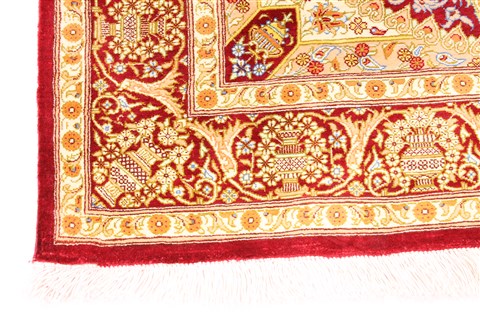 Qum Beige Hand Knotted 27 X 41 Area Rug 254-29937 Image 1