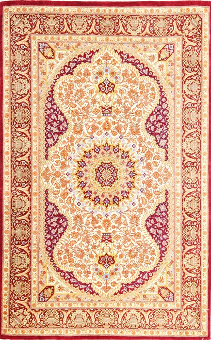 Qum Beige Hand Knotted 27 X 41 Area Rug 254-29937 Image 0