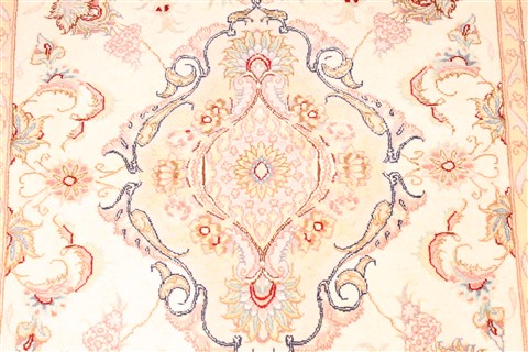 Tabriz Beige Runner Hand Knotted 210 X 134 Area Rug 254-29945 Image 2
