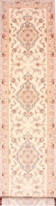 Tabriz Beige Runner Hand Knotted 210 X 134 Area Rug 254-29945 Image 0