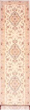 Persian Tabriz Beige Runner 13 to 15 ft Wool Carpet 29945