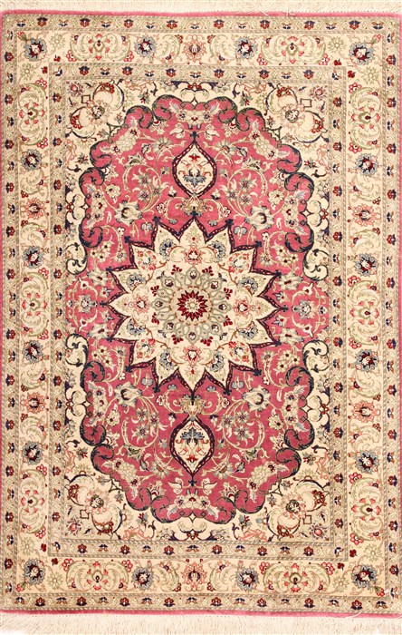 Qum Beige Hand Knotted 27 X 40 Area Rug 254-29966 Image 0