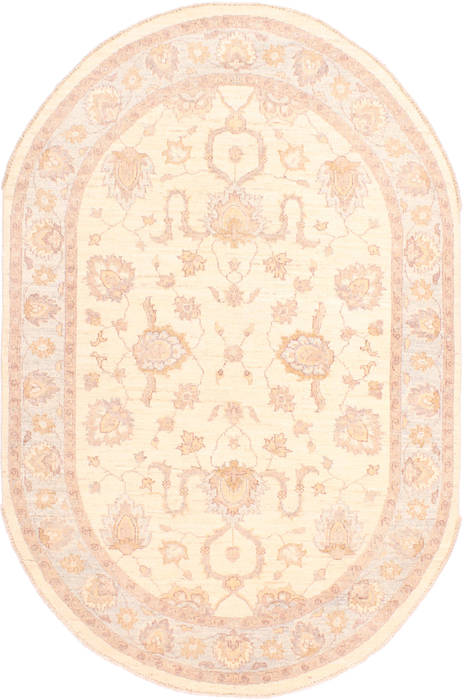 Pishavar Beige Oval Hand Knotted 41 X 61 Area Rug 254-29974 Image 0