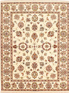 Pishavar Beige Hand Knotted 5'1" X 6'10"  Area Rug 254-29986