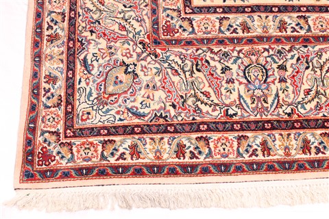Kashan Beige Hand Knotted 108 X 1410 Area Rug 254-29998 Image 1
