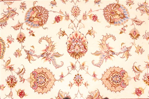 Tabriz Beige Runner Hand Knotted 411 X 115 Area Rug 254-29999 Image 2