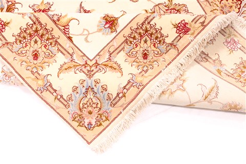 Tabriz Beige Runner Hand Knotted 411 X 115 Area Rug 254-29999 Image 8