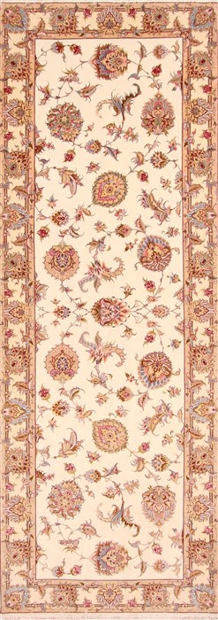 Tabriz Beige Runner Hand Knotted 411 X 115 Area Rug 254-29999 Image 0