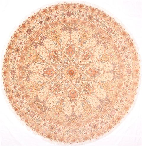 Tabriz Green Round Hand Knotted 910 X 910 Area Rug 254-30003 Image 0