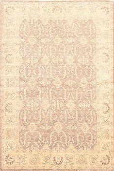 Pakistani Pishavar Beige Rectangle 6x9 ft Wool Carpet 30025