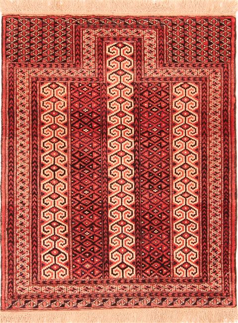 Turkman Red Hand Knotted 30 X 39  Area Rug 253-30026 Image 0