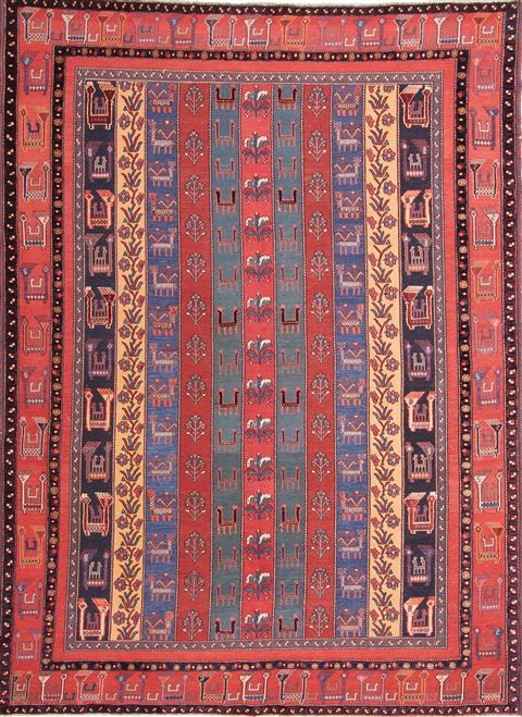 Gabbeh Multicolor Hand Knotted 70 X 96 Area Rug 254-30027 Image 0