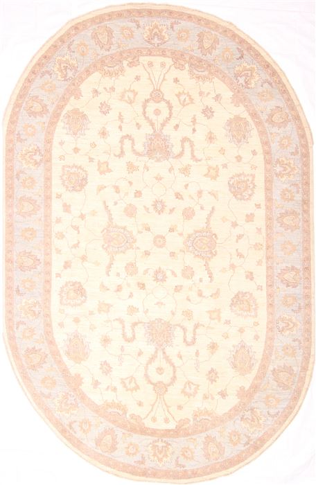 Pishavar Beige Oval Hand Knotted 68 X 102 Area Rug 254-30041 Image 0