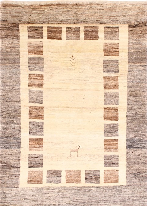 Gabbeh Beige Hand Knotted 35 X 49 Area Rug 254-30057 Image 0