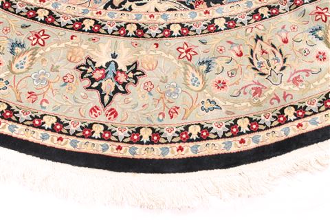 Tabriz Green Round Hand Knotted 82 X 82 Area Rug 254-30082 Image 1