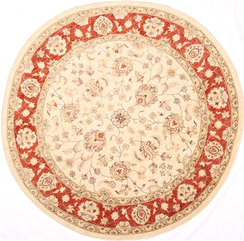 Ziegler Beige Round Hand Knotted 80 X 80 Area Rug 254-30084 Image 0