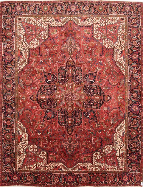 Heriz Blue Hand Knotted 102 X 134 Area Rug 254-30087 Image 0