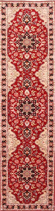 Tabriz Beige Runner Hand Knotted 27 X 100 Area Rug 254-30090 Image 0