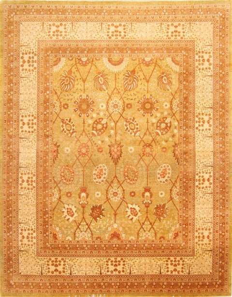 Agra Brown Hand Knotted 82 X 104 Area Rug 254-30094 Image 0