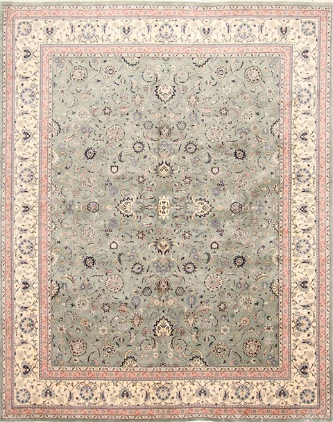 Tabriz Beige Hand Knotted 80 X 100 Area Rug 254-30095 Image 0