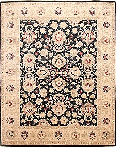 Pakistani Pishavar Beige Rectangle 8x10 ft Wool Carpet 30096