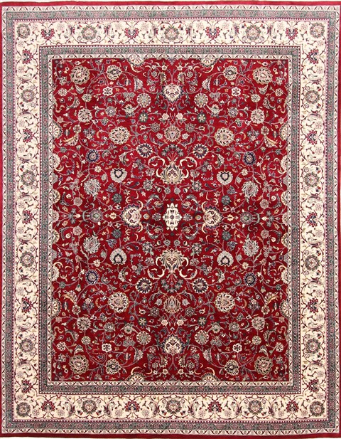 Tabriz Beige Hand Knotted 71 X 101 Area Rug 254-30099 Image 0