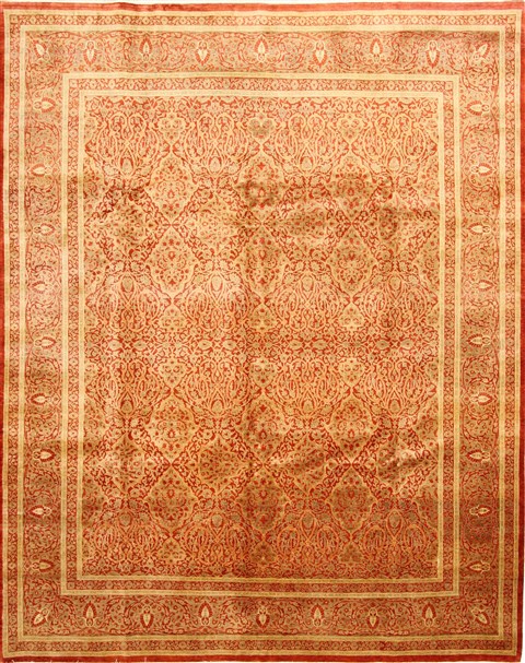 Tabriz Beige Hand Knotted 81 X 102 Area Rug 254-30107 Image 0