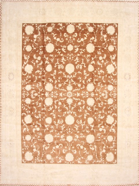 Tabriz Beige Hand Knotted 113 X 1411 Area Rug 254-30125 Image 0