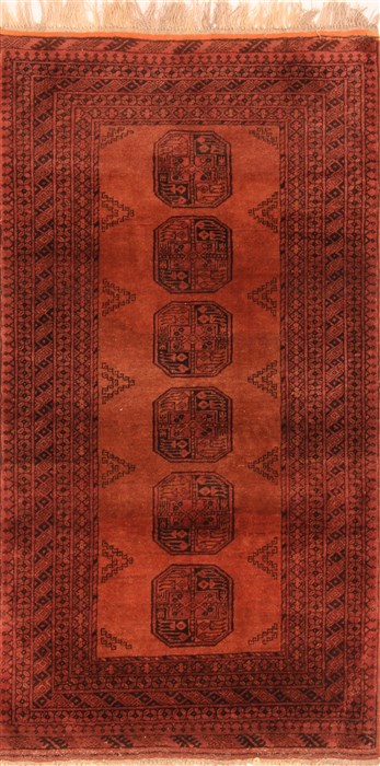 Turkman Red Hand Knotted 35 X 65 Area Rug 100-30130 Image 0