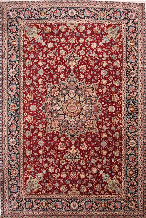 Tabriz Red Hand Knotted 112 X 171 Area Rug 254-30131 Image 0