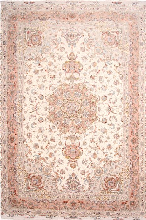 Tabriz Beige Hand Knotted 116 X 173 Area Rug 254-30136 Image 0