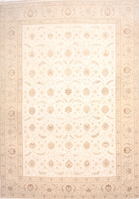 Tabriz Beige Hand Knotted 115 X 163 Area Rug 254-30144 Image 0