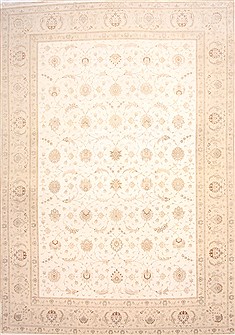 Persian Tabriz Beige Rectangle 11x16 ft Wool Carpet 30144