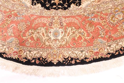 Tabriz Beige Round Hand Knotted 113 X 113 Area Rug 254-30145 Image 1
