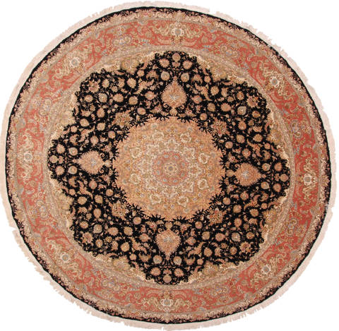 Tabriz Beige Round Hand Knotted 113 X 113 Area Rug 254-30145 Image 0