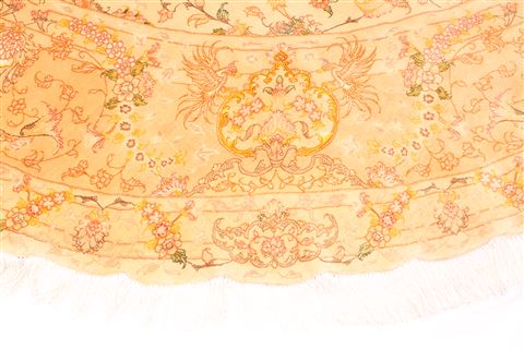 Tabriz Beige Round Hand Knotted 113 X 113 Area Rug 254-30148 Image 4