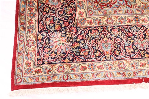 Kerman Red Hand Knotted 114 X 154 Area Rug 254-30154 Image 1