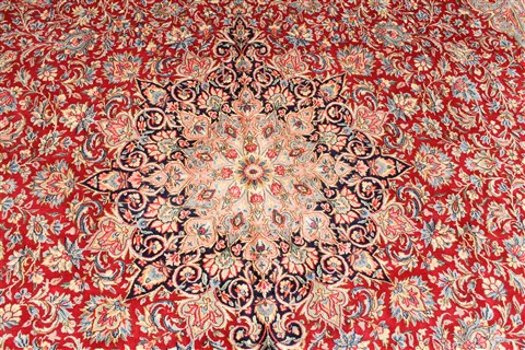 Kerman Red Hand Knotted 114 X 154 Area Rug 254-30154 Image 2