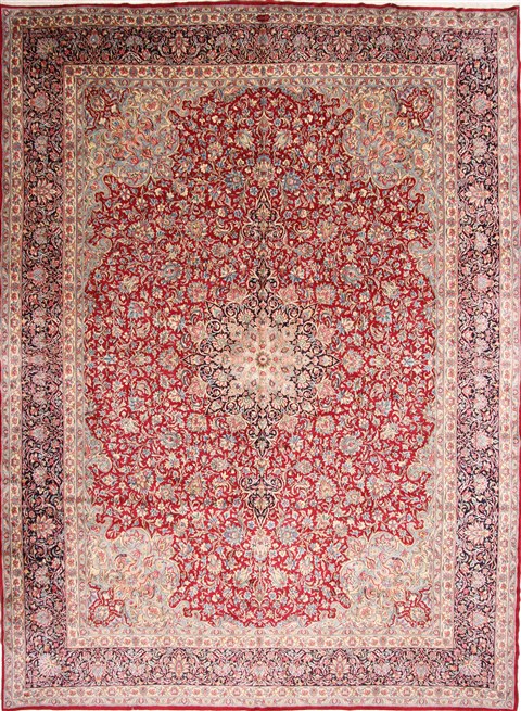 Kerman Red Hand Knotted 114 X 154 Area Rug 254-30154 Image 0
