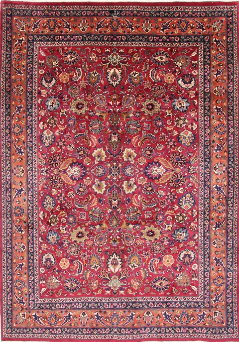 Mashad Beige Hand Knotted 81 X 115  Area Rug 254-30162 Image 0