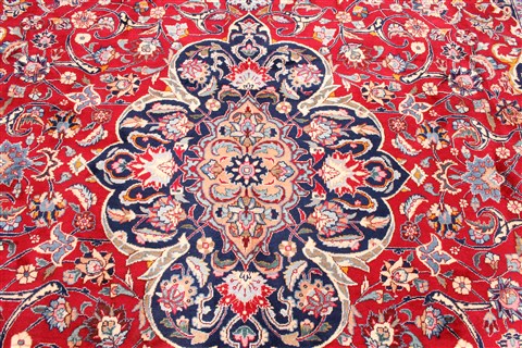 Mashad Red Hand Knotted 910 X 126  Area Rug 254-30163 Image 2