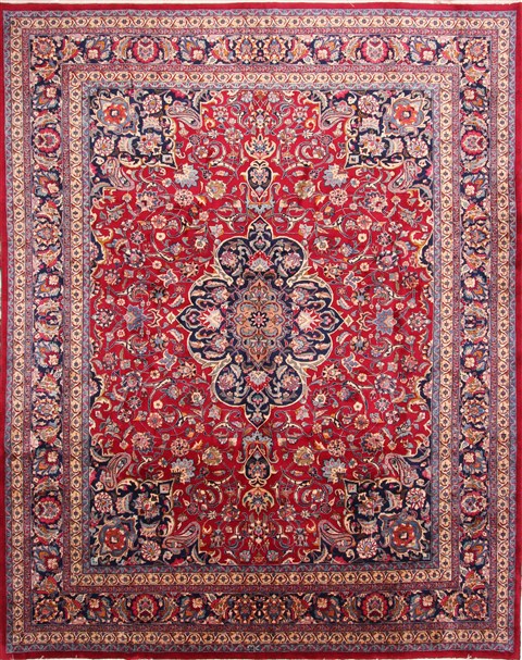 Mashad Red Hand Knotted 910 X 126  Area Rug 254-30163 Image 0