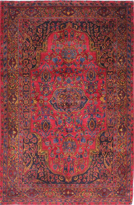 Kashan Red Hand Knotted 45 X 68 Area Rug 254-30166 Image 0