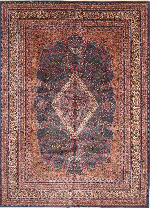 Kerman Blue Hand Knotted 100 X 140 Area Rug 250-30181 Image 0